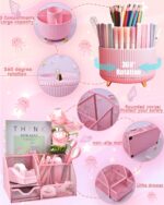 A complete 21-piece LXEVIHK pink desk accessory and office supply gift set, neatly arranged on a desk.