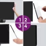 Two clear acrylic MDOZQ monitor memo boards, one on each side of a computer screen, holding yellow sticky notes.