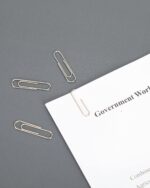 A close-up view of a stack of silver PAPERPAL #1 nonskid paper clips, some loose and some in their clear plastic box.