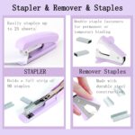 A complete Scindaly 12-piece purple desk organizer and accessories set, neatly arranged on a white surface.