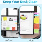 Two clear acrylic ZNBSIXP memo boards attached to the sides of a computer monitor, holding sticky notes with reminders.